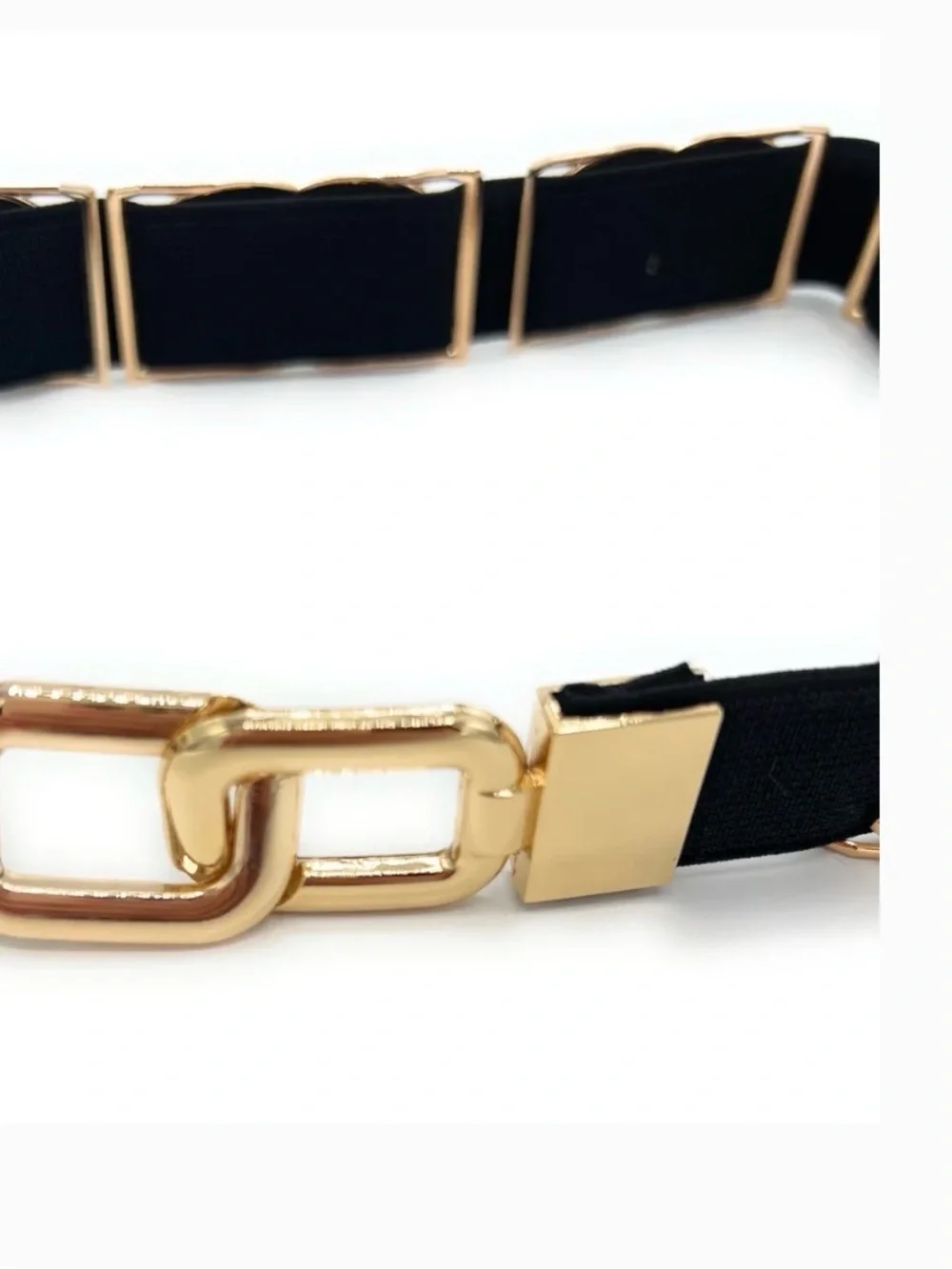 Black and Gold Interlocking Logo Elastic Headband